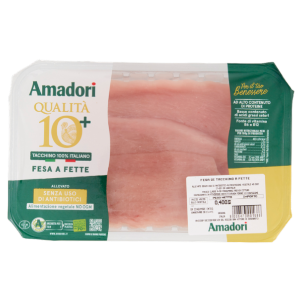 Amadori Qualità 10+ Fesa di Tacchino a Fette 0,400 kg