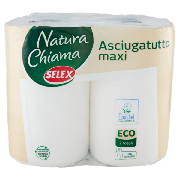 Selex Natura Chiama Asciugatutto maxi Ecolabel 2 Veli 150 Strappi 2 Rotoli