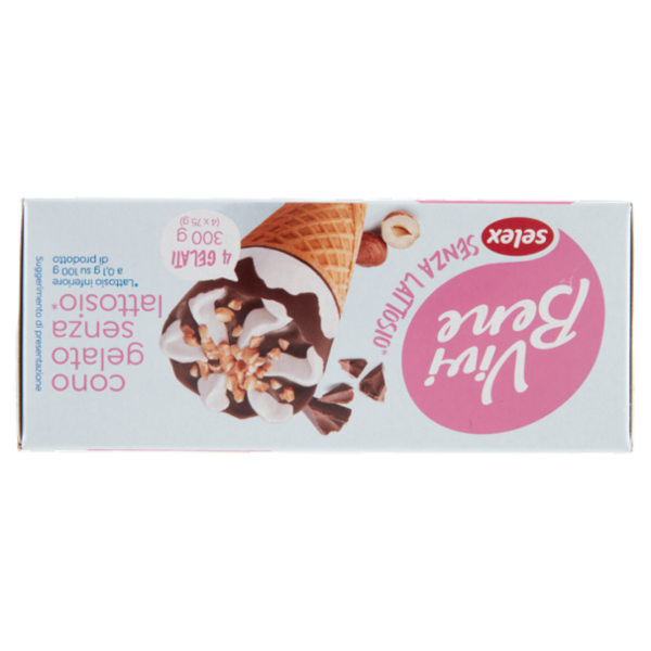 Selex Vivi Bene 4 Coni di Gelato con Latte Delattosato 300 g