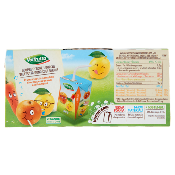 Valfrutta ACE Arancia, carota e limone 3 x 200 ml