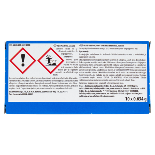 Raid Piastrine Antizanzare Comuni e Tigre, Azione prolungata, Ricarica 10 pezzi