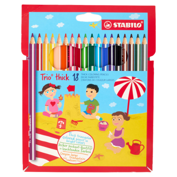 STABILO Trio thick matite colorate triangolari ed ergonomiche - astuccio da 18 pz.