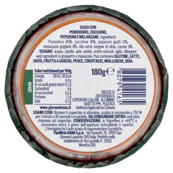 Giovanni Rana il Sugo Fresco alle Verdure 180 g
