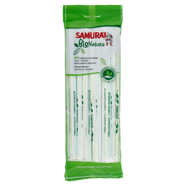 Samurài BioNature Cannucce con snodo 24cm - Ø 5mm Singolarmente Imbustate 40 pz