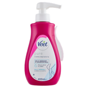 Veet Crema Depilatoria Pelli Sensibili, Per Gambe, Braccia, Ascelle e Zona Bikini, 400 Ml