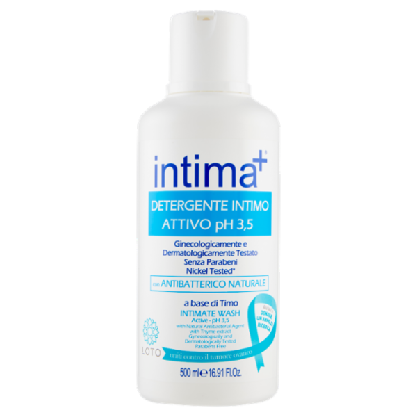 intima⁺ Detergente Intimo Attivo pH 3,5 con Antibatterico Naturale 500 ml