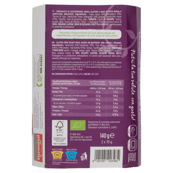 Germinal Bio Medaglioni Rapa rossa & Lenticchie 2 x 70 g