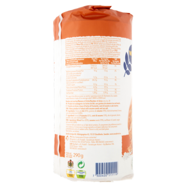 Wasa Runda Sesam & Seasalt Cracker con Semi di Sesamo 290g