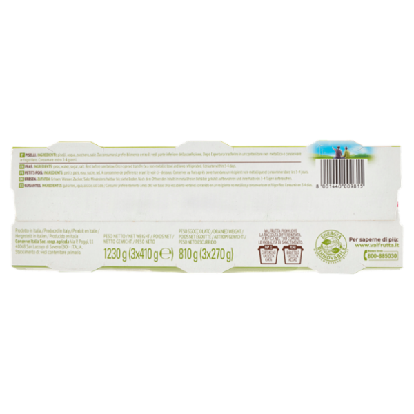 Valfrutta Piselli Medi Italiani 3 x 410 g