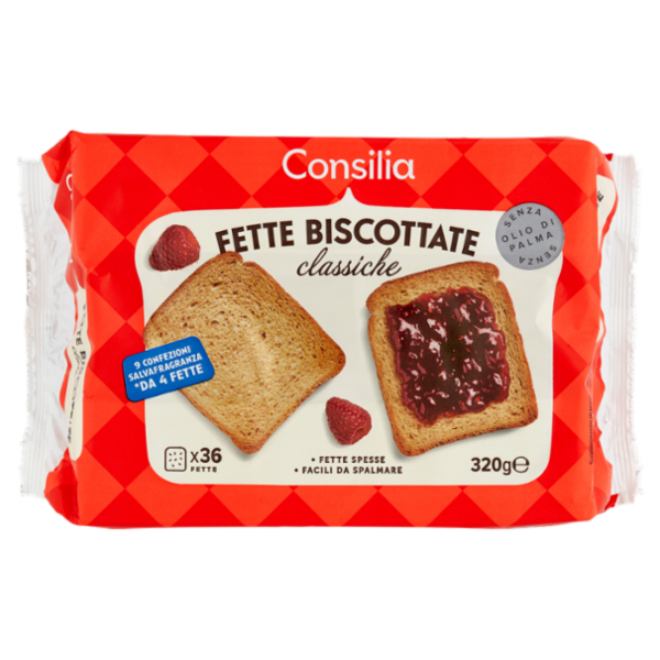 Consilia Fette Biscottate Classiche in Confezioni Salvafreschezza 9x4 fette 320 g