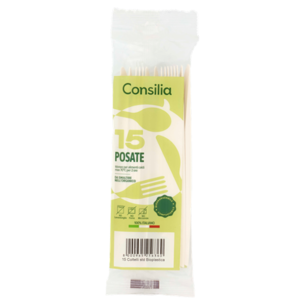 Consilia Coltelli Biodegradabili e Compostabili 15 pezzi
