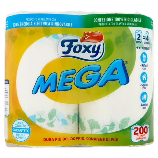 Foxy Mega carta cucina 2 maxi rotoli 2 veli decorati