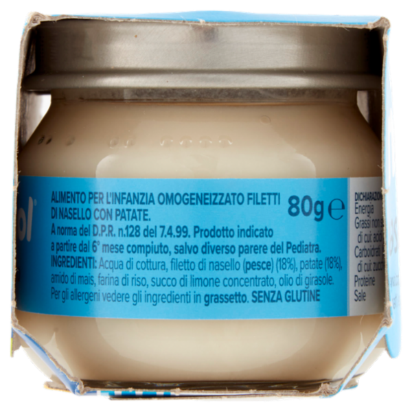 nipiol nasello omogeneizzato con filetti di pesce selezionato e patate 2 x 80 g
