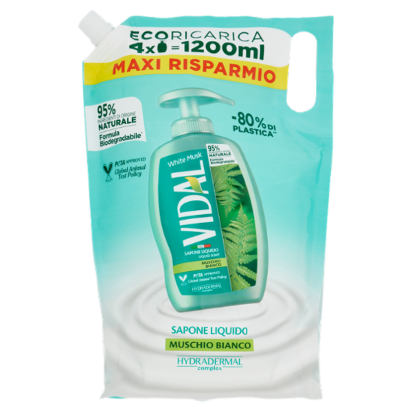 Vidal White Musk Sapone Liquido Muschio Bianco 1200 ml