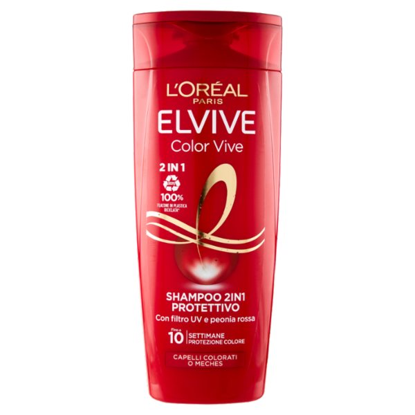 L'Oréal Paris Shampoo 2in1 Elvive Color Vive, Per Capelli Colorati, 250 ml
