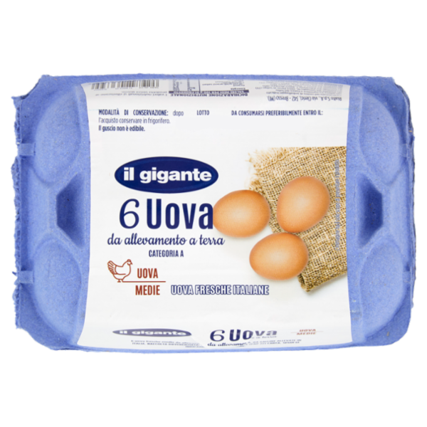IL GIGANTE Uova da allevamento a terra 6 Uova Fresche Medie