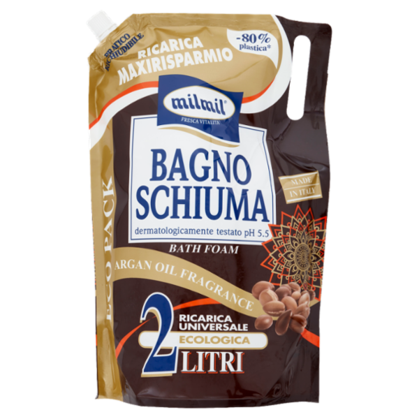 milmil Bagno Schiuma Argan Oil Fragrance Ricarica Universale Ecologica 2 Litri