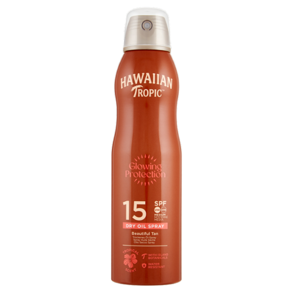 Hawaiian Tropic Glowing Protection Olio Secco Spray Continuo SPF 15 Media 177 mL
