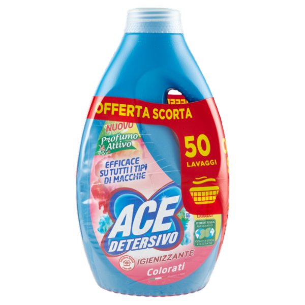 Ace Detersivo Liquido Colorati Igienizzante 2 x 25 Lavaggi 2 x 1375 ml