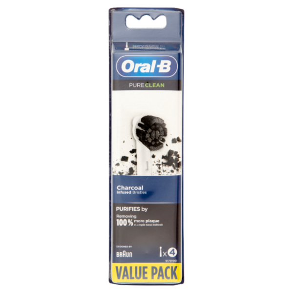 Oral-B Power Pure Clean Testine Ricambio Spazzolino Elettrico Ricaricabile-4 Refills Setole Carbone