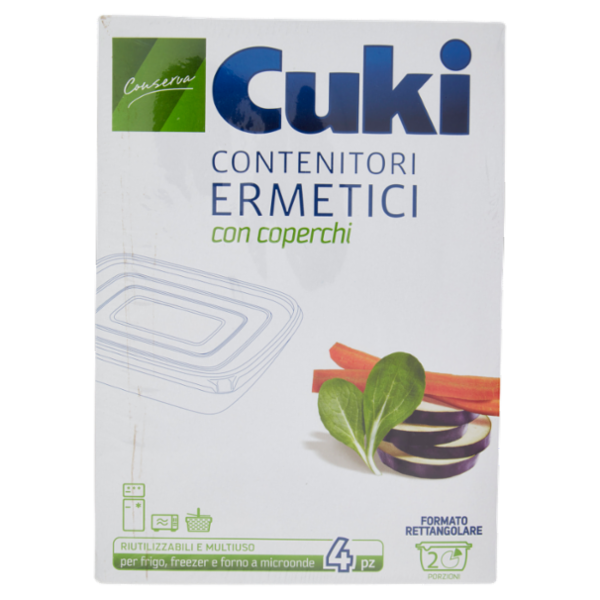 Cuki Conserva Contenitori Ermetici con coperchi Formato Rettangolare 2 Porzioni 4 pz