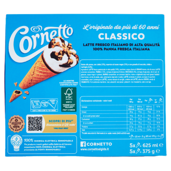 Cornetto Algida Classico 5 Gelati 375 g