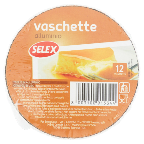 Selex Casa Bella Contenitori in Alluminio Rotondi Diametro 8,5x3,5 cm 12 pezzi