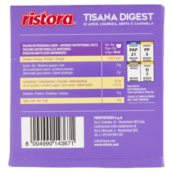 ristora Tisana Digest Capsule Compatibili con macchine Nescafè Dolce Gusto 10 x 2,5 g