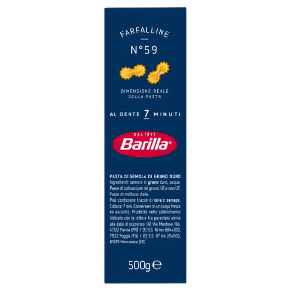 Barilla Pasta Farfalline n.59 100% grano italiano 500 g