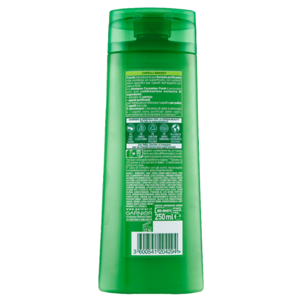 Garnier Fructis Pure Non-Stop Cucumber Fresh Capelli Grassi Shampoo Fortificante 250 ml