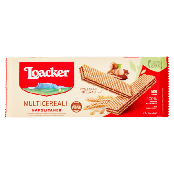 Loacker Wafer Multicereali Napolitaner con farro, grano e avena con crema alle nocciole wafers 175g