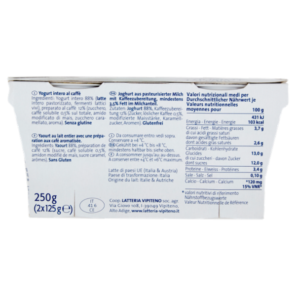 Sterzing Vipiteno Yogurt intero Caffè 2 x 125 g