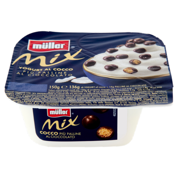 müller Mix Yogurt al Cocco Più Palline al Cioccolato 150 g