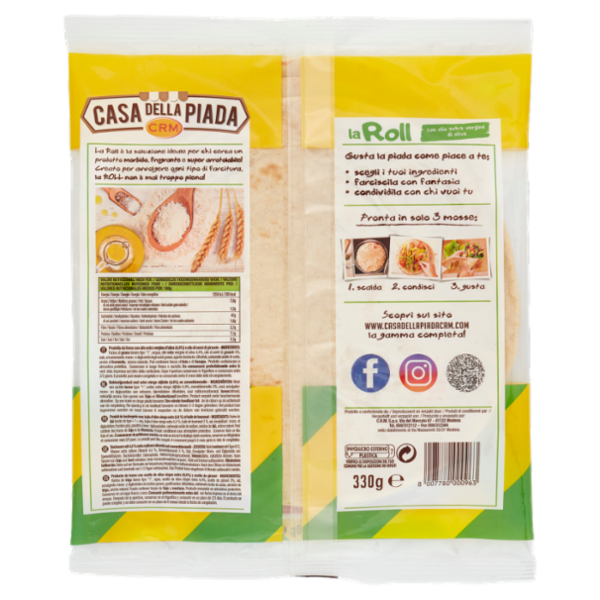 Casa della Piada la Roll con olio extra vergine di oliva 3 Roll 330 g