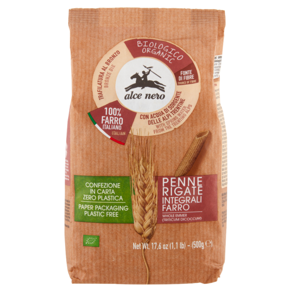 alce nero Penne Rigate Integrali Farro 500 g