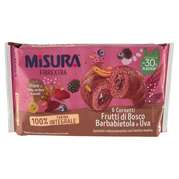 Misura Fibrextra Cornetti Frutti di Bosco Barbabietola e Uva 6 x 50 g