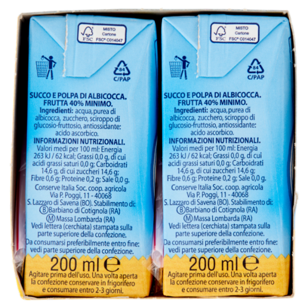 Jolly Colombani Albicocca Succo e Polpa 6 x 200 ml