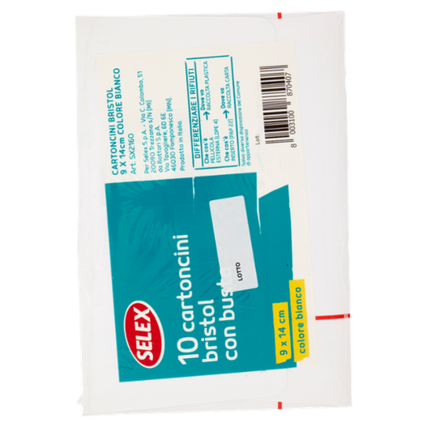 Selex Cartoncini Bristol con Busta Formato 9x14 cm Bianchi