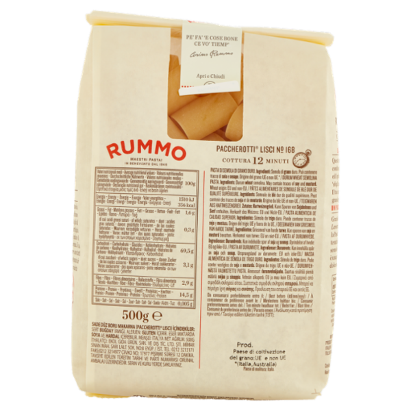 Rummo Le Leggendarie Paccherotti Lisci N° 168 500 g