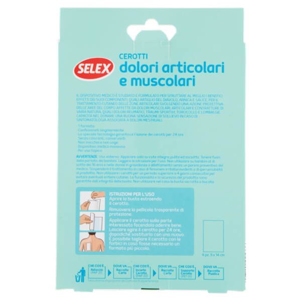 Selex Cerotti per Dolori Articolari e Muscolari 9x14 cm 6 pezzi