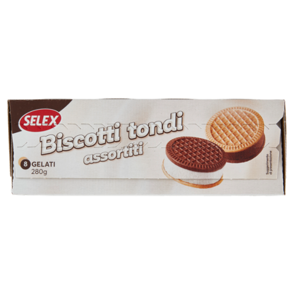 Selex 8 Biscotti Tondi Ripieni di Gelato Assortiti 280 g