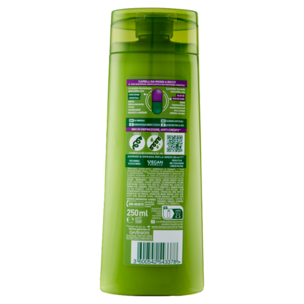 Garnier Fructis Shampoo Hydra Ricci, shampoo definizione per capelli da mossi a ricci, 250 ml