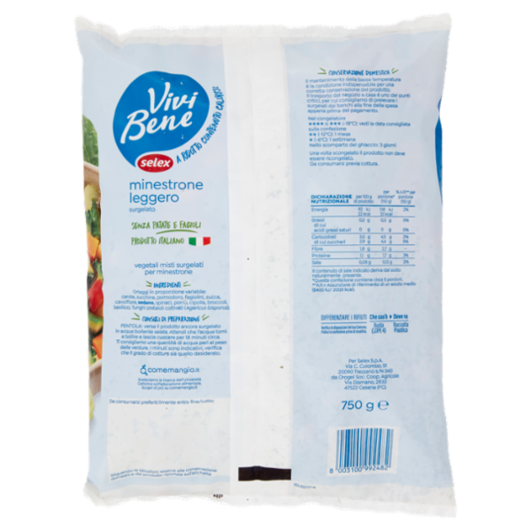 Selex Vivi Bene Minestrone di Verdure Leggero Surgelato 750 g