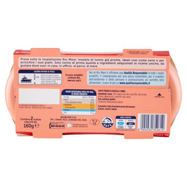 Rio mare Insalatissime Insalata di Tonno Messicana con fagioli rossi, mais e peperoni 2 x 160 g