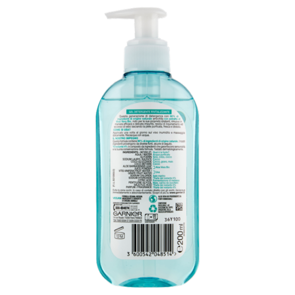 Garnier SkinActive Detergente, Texture Gel, Arricchito con Aloe Vera 200 ml
