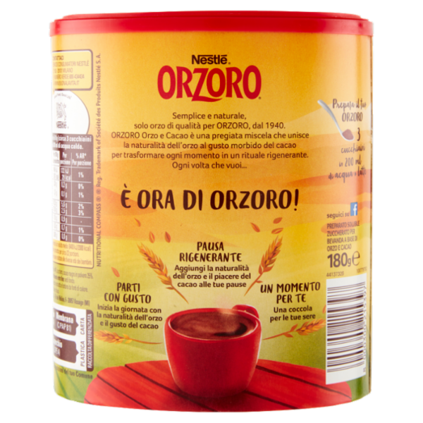 NESTLÉ ORZORO Orzo e Cacao Solubile barattolo 180 g