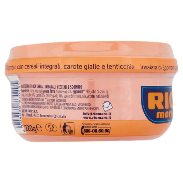 Rio mare Insalatissime Insalata di Sgombro Cereali Integrali con carote gialle e lenticchie 220 g
