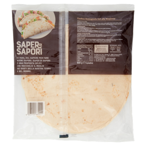 Selex Saper di Sapori Piadine Fresche Sottili 5x120 g