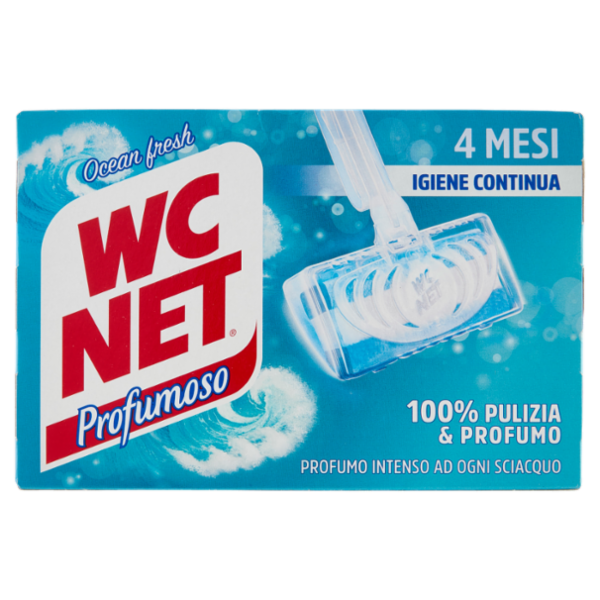 Wc Net - Tavoletta Profumoso 3 Effect, Detergente Igienizzante Solido WC, Ocean Fresh, 4 Pezzi