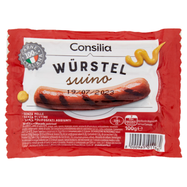 Consilia 4 Wurstel di Puro Suino 100 g